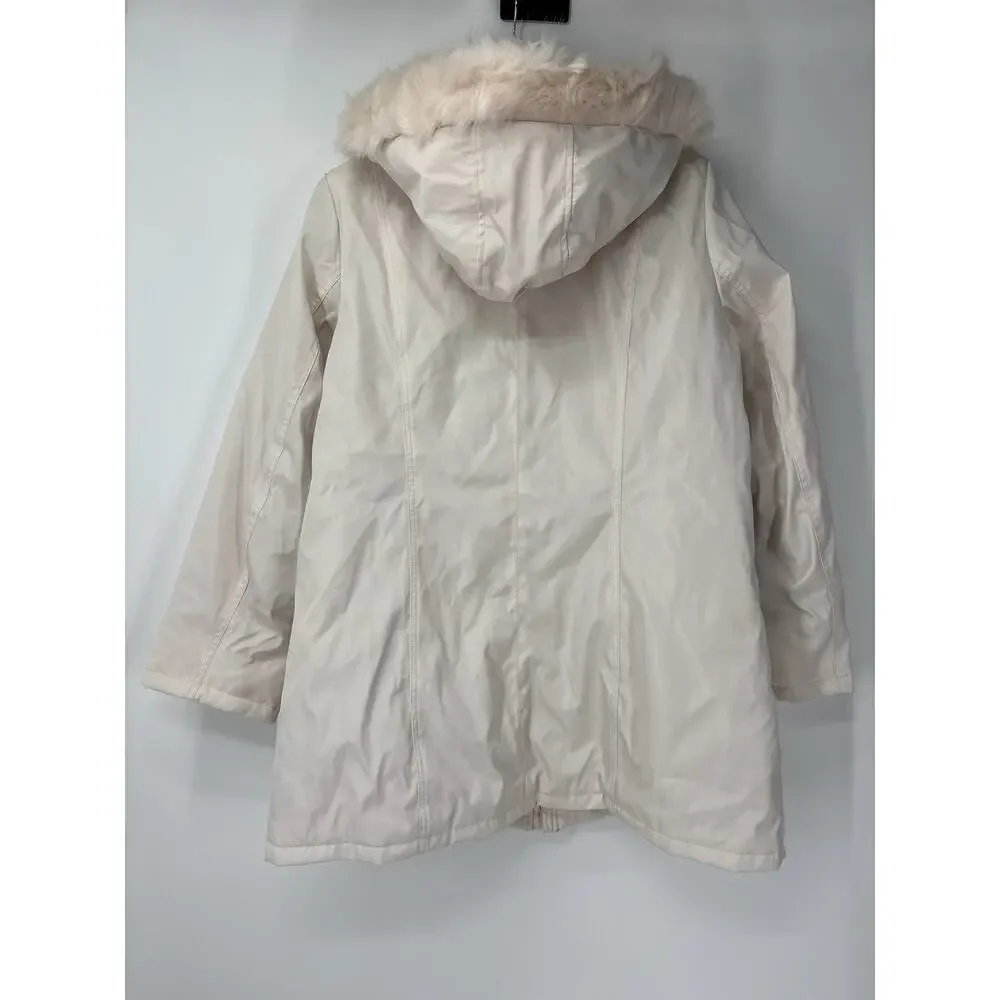 Dennis Basso Ivory Coat Large Deep Pockets Comfy Warm Cozy Waterproof & Hooded